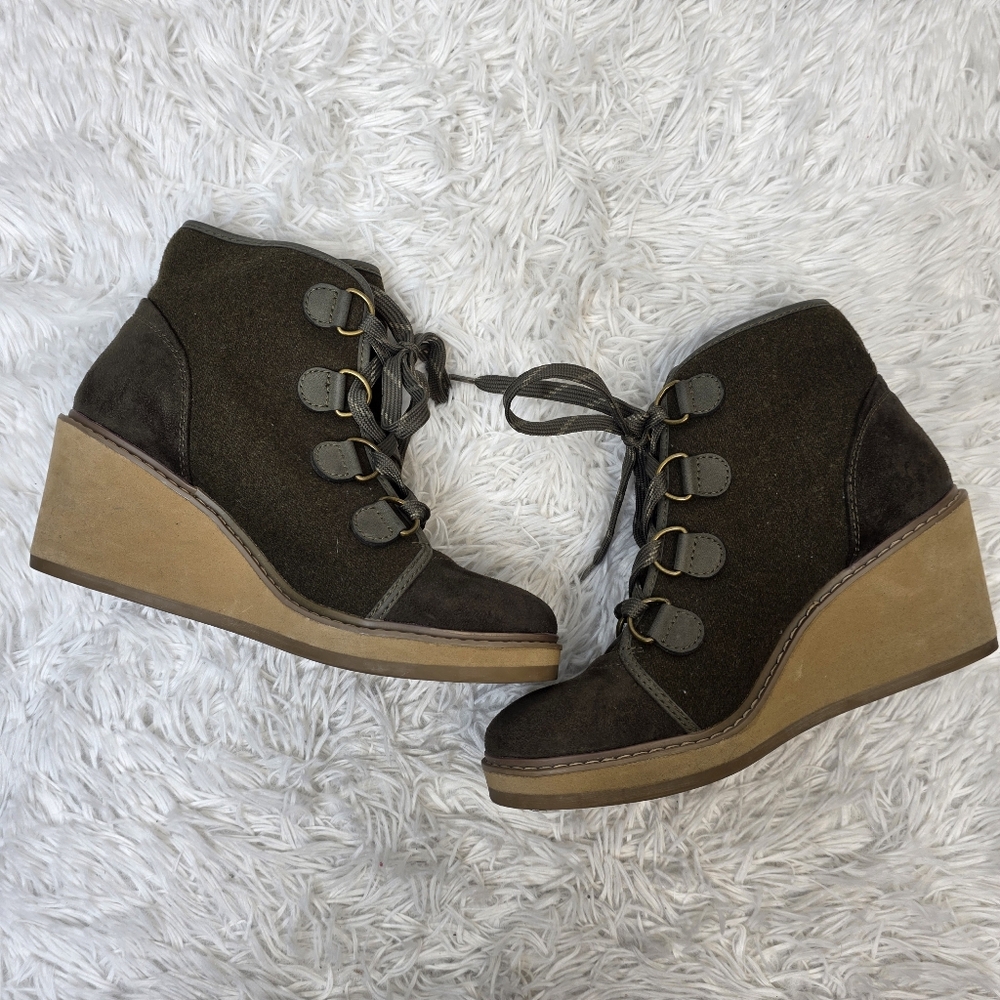Women's Lorelle Wedge Hiker Boots Merona Green sz 9